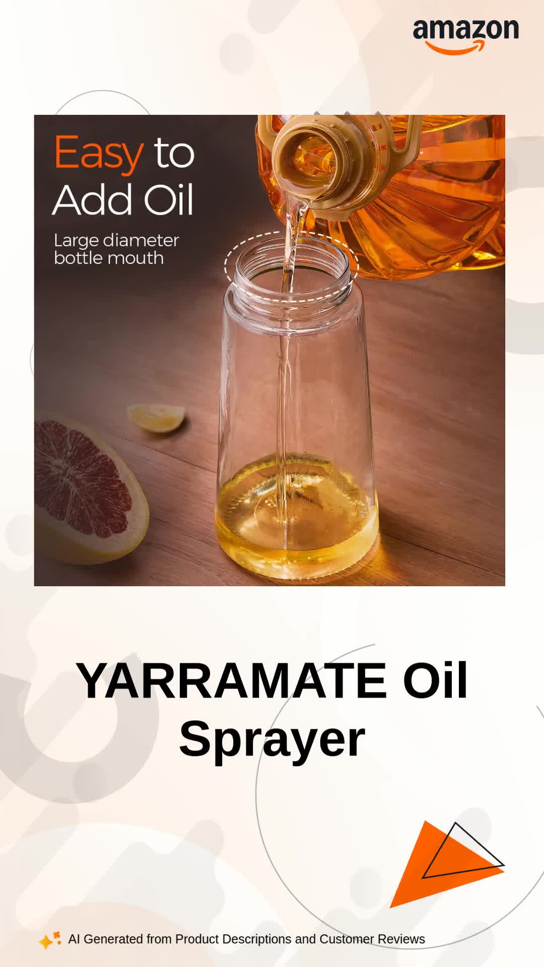 YARRAMATE Olive Oil Dispenser Bottle for Kitchen，2 in 1 Oil
